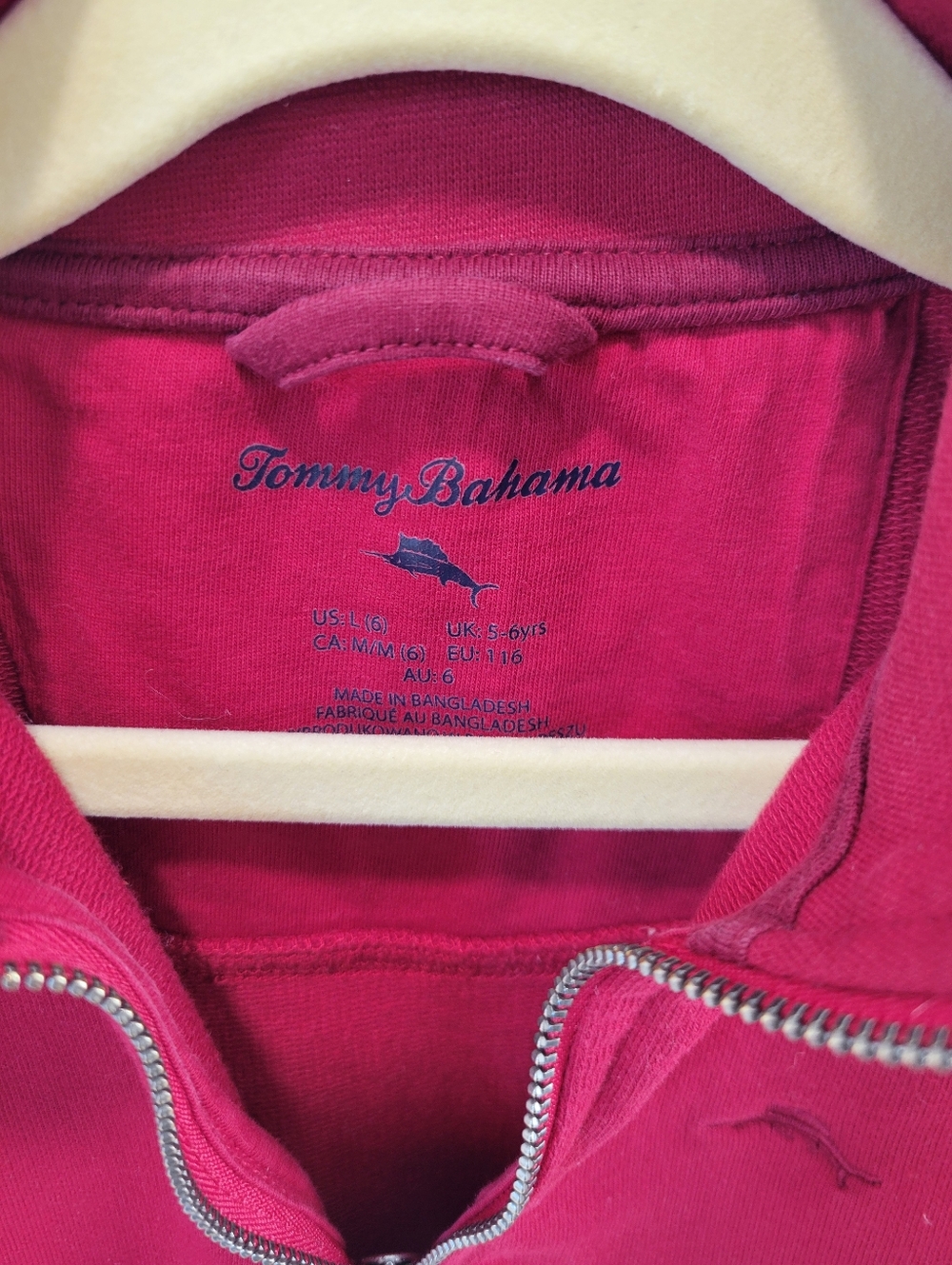 Tommy Bahama Boys Size 6 Red Quarter Zip Pullover Preppy Casual - Picture 4 of 6